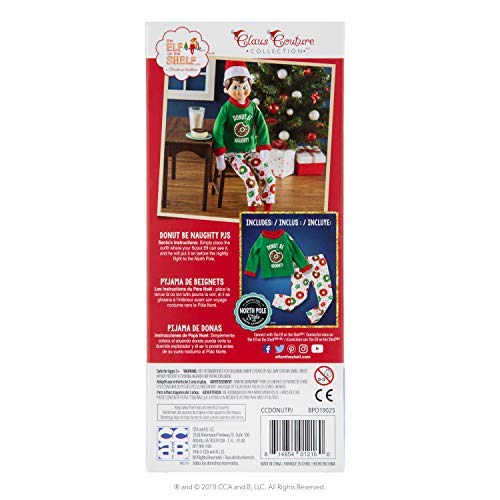 The Elf on the Shelf Donut Be Naughty PJs - Small Green Outfit for Elf Boys/Girls - Claus Couture CC Donut PJ