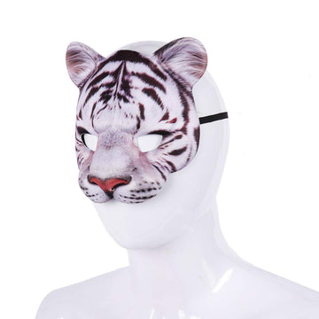 Aiffort Tiger Half Face Mask - Halloween Animal Cosplay Mask For Masquerade Party Costume And Props (White Tiger)