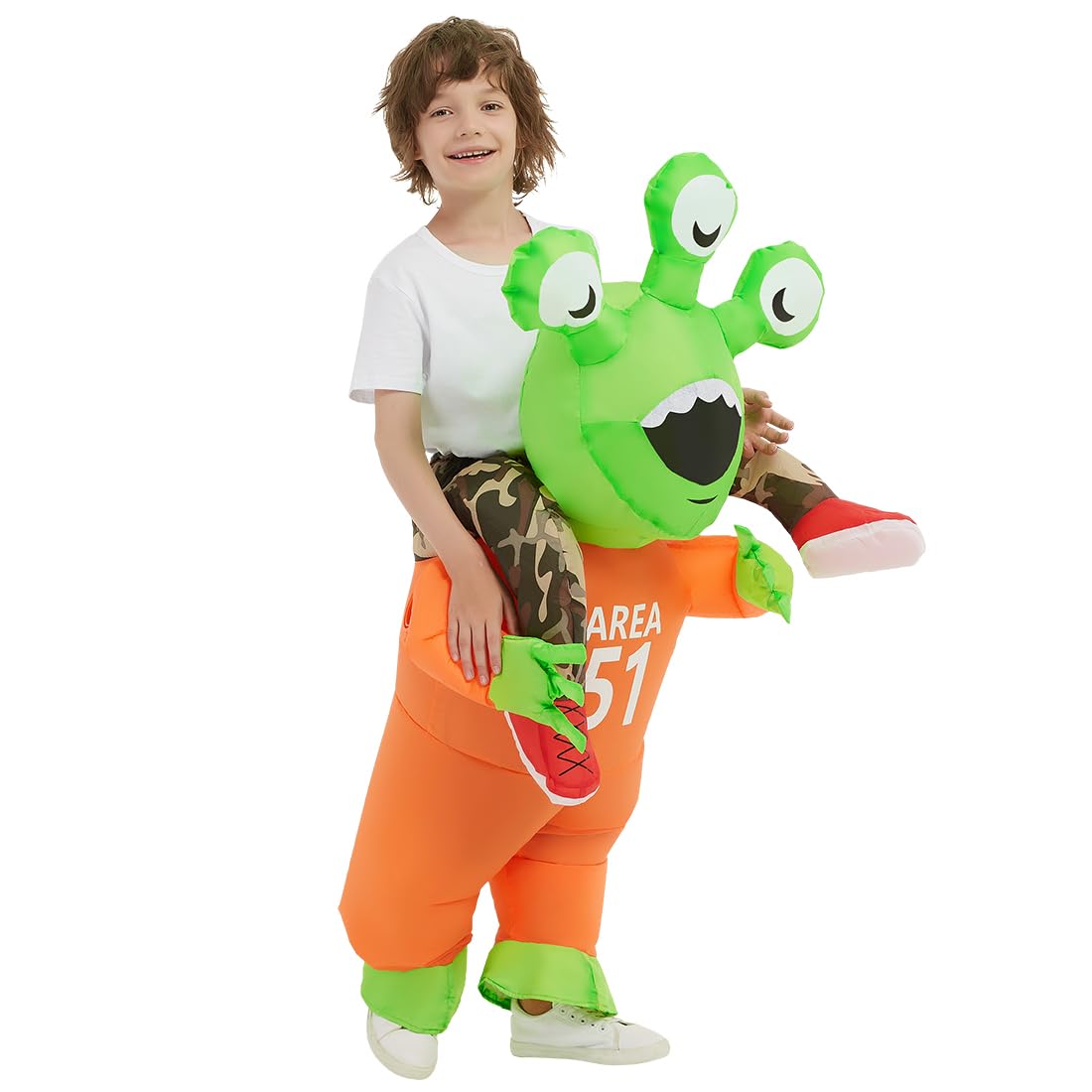 Comin Halloween Inflatable Alien Costume Kids Cosplay Costumes Funny Ride On Blow Up Costumes Alien Suit For Teens (4-6 Yrs)