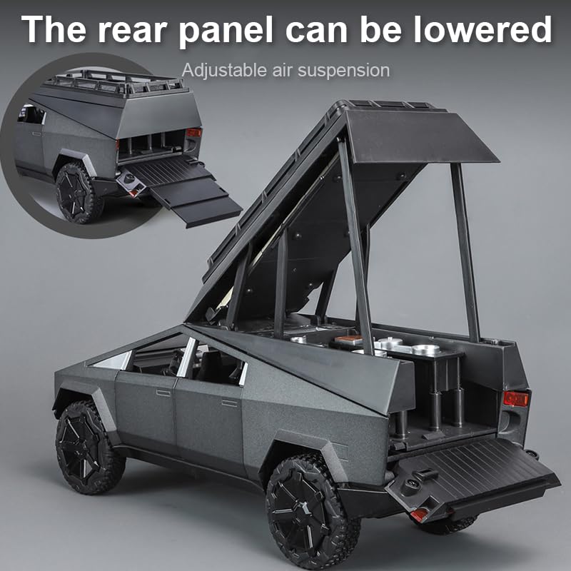EROCK 1:24 Camping RV car Model Toys, Pickup Trailer Toy , Pickup Truck Model with Sound and Light Function, Suitable Gifts, Dec