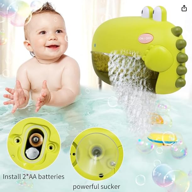 Grechi Dinosaur Bath Toys,Baby Bath Toys For The Baby Bathtub,Toddler Automatic Bubble Machine,Plays 12 Childrens Songs, Makes G
