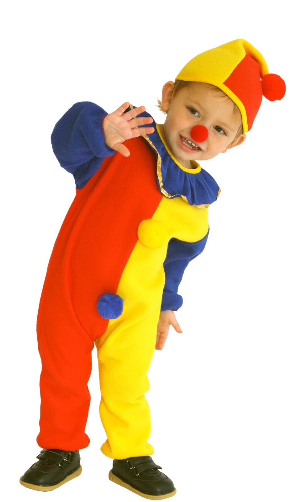 Jsiicennf Halloween Costume Kids Child'S Clown Costumes Jumpsuits Kids Dress Up With Clown Nose, Clown Hat (Small)