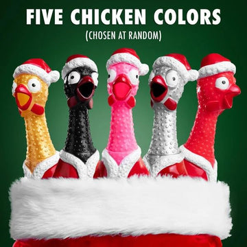 Animolds Squeeze Me Christmas Chicken- Hilarious Screaming Rubber Chicken Toy for Kids Novelty Squeaky Toy | The Perfect Stocking Stuffers for Kids and mature-themeds (2-Pack)
