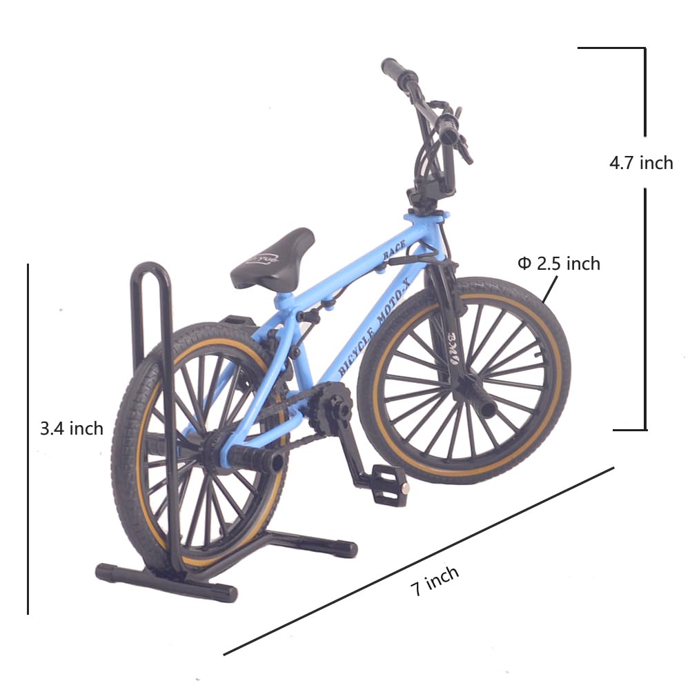 Ailejia Mini Diecast Finger Bike Extreme Sports Toy Bmx Finger Bicycle Toys Game Set For Kids And Adults, Metal Bike Model Collections Decoration Cool Boy Toy (Bmx Blue)