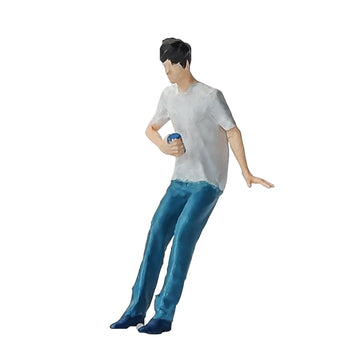 Kivcmds Painted Figure 1:64 Scale Mini Model Trains Architectural Plastic People Figures Leaning Man Figure Model,Suitable For M