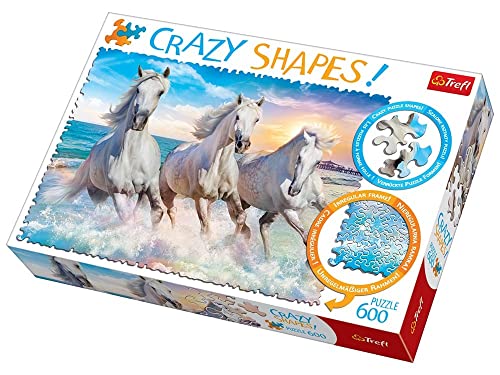 Trefl 600 Piece Crazy Shape Jigsaw Puzzle - Horses Gallop Among Waves, Multicolor, Model 11111