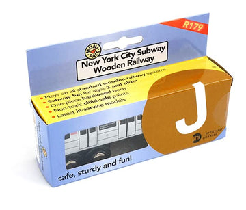 Munipals New York City Subway Wooden Railway (B Division) J Train/Nassau Street Express–Child Safe And Tested Wood Toy Train
