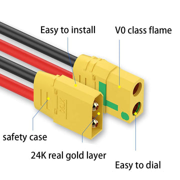 Jiechun Xt90-S Anti-Spark Female To Xt90 Male Plug Extension Wire Cable Lead Silicone Wire 10Awg For Rc Lipo Battery Fpv Drone L