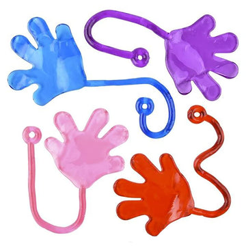 The Dreidel Company Sticky Hands Vinyl, Stretchy Sticky Fingers With Long String In Assorted Colors (Pack Of 12)