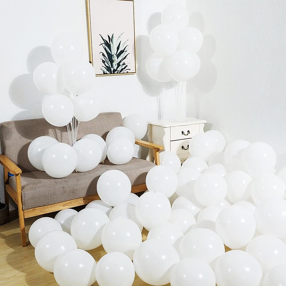 Abbaoww 100 Pcs White Balloons 10 Inch Strong Latex Balloons For Party Decoration, Birthday, Wedding, Anniversary, Christmas And Arch Supplies