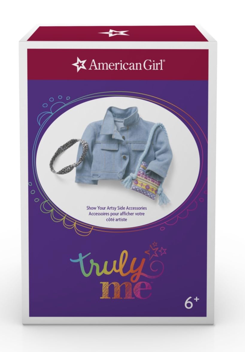 American Girl Truly Me 18-Inch Doll Accessories Jean Jacket, Printed Purse, And Leopard-Print Headband, For Ages 6+