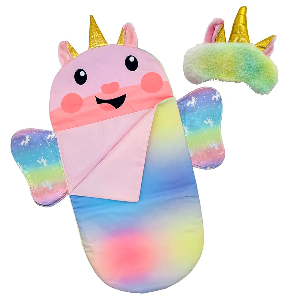 Baby Doll Sleeping Bag Toy Playset Rainbow Unicorn Doll Bedding Slumber Bed Accessories With Eye Mask Doll Unicorn Style Sleepin
