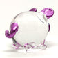 Sansukjai Pig Miniature Figurines Animals Hand Painted Blown Glass Art Collectible Gift Decorate, V1 (Clear Purple)