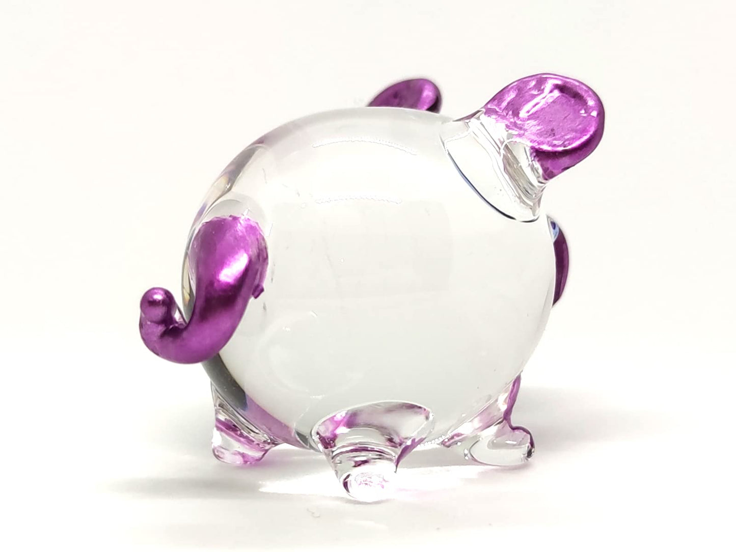 Sansukjai Pig Miniature Figurines Animals Hand Painted Blown Glass Art Collectible Gift Decorate, V1 (Clear Purple)