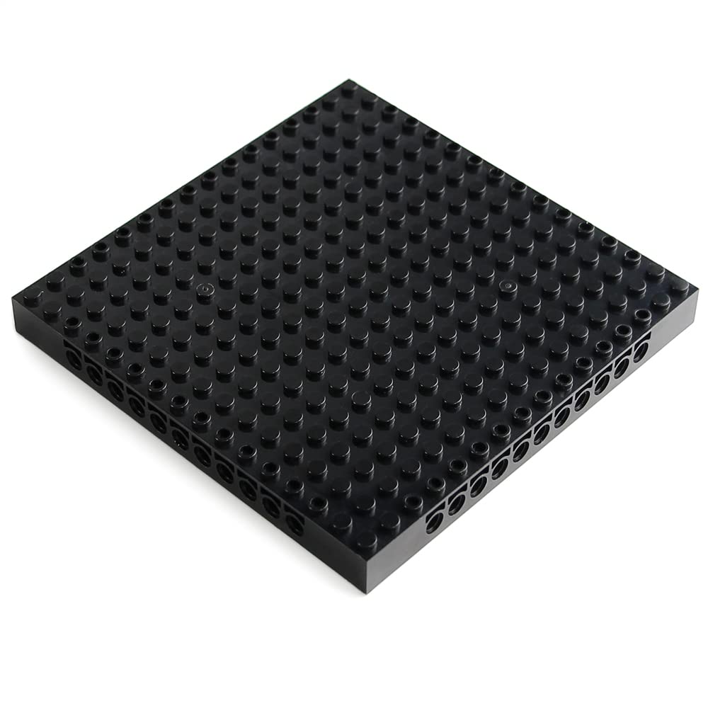 Feleph 9Pcs Brick 16X16 Black Plate 1/3 With Holes And Pin Pixel Art Painting Classic Blocks Compatible With 65803 3673 Major Base Plates Brands