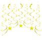 Aimtohome Party Swirl Decorations, Hanging Swirl For Ceiling Decorations, Gold With Star, Pack Of 30