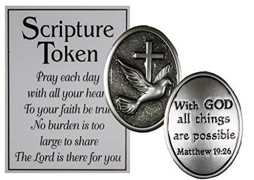 Ganz Holy Scripture Double Sided Pocket Charm with Story Card (Matthew 19:26)