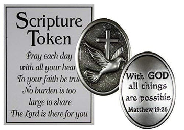 Ganz Holy Scripture Double Sided Pocket Charm with Story Card (Matthew 19:26)