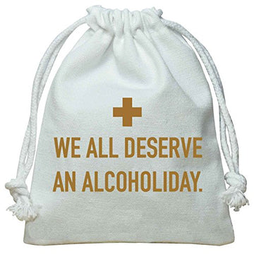 Funcart Unisex We All Deserve An Alcoholiday Hangover Kit/Pouch (White) For Wedding/Party/Bachelor/Bachelorette/Special Occasion