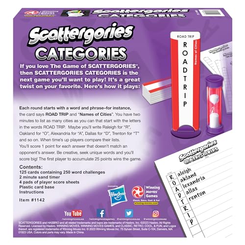 Winning Moves Scattergories Game for 2-4 Players, Ages 12+, Multicolor, Model 1142, Great Twist on the Original Game