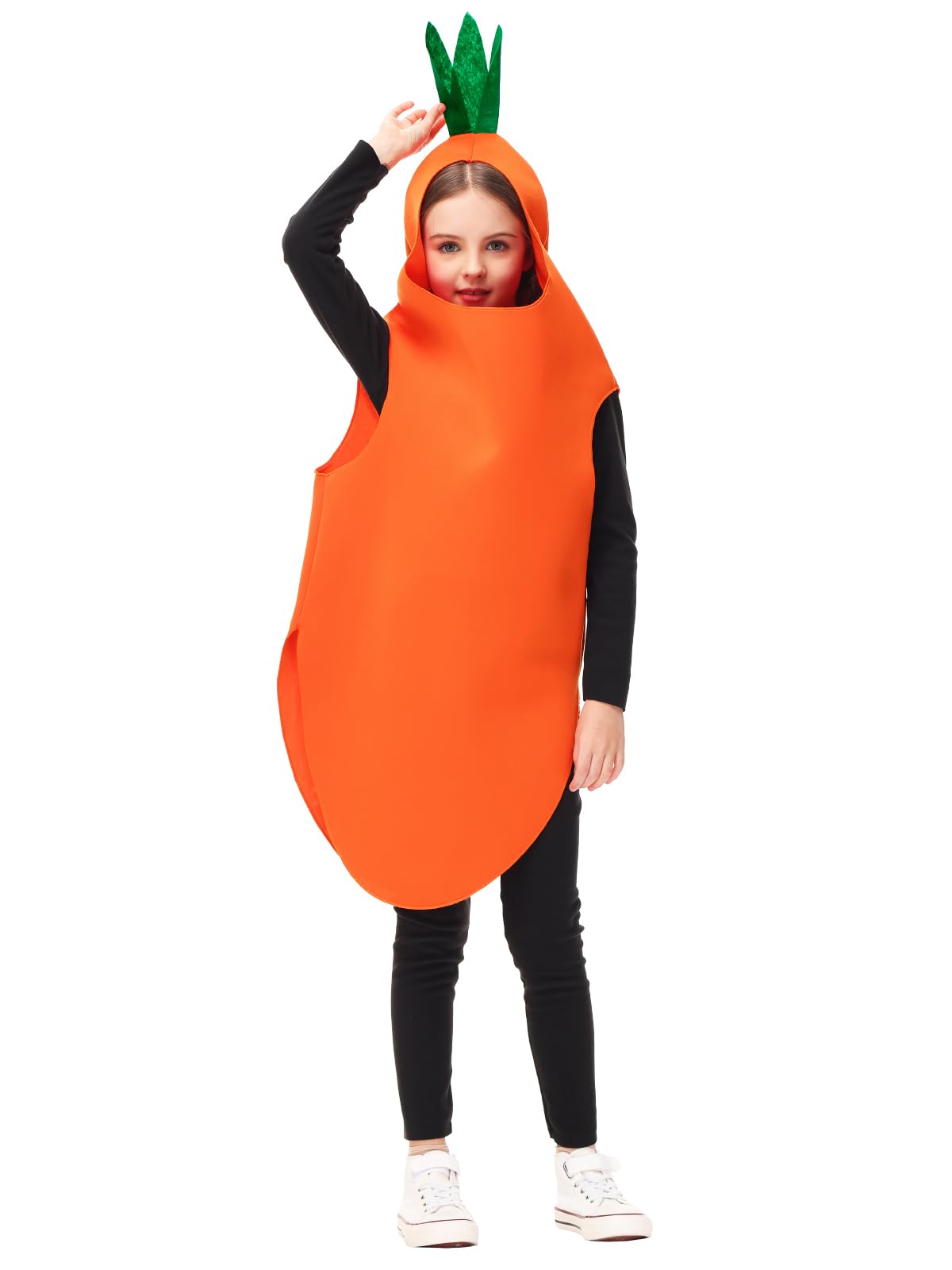 AOBUTE Kids Carrot Costume - Realistic 3D Print Outfit, Medium, Polyester, Halloween Cosplay for Boys Ages 8-10