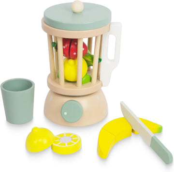 Wooden Blender Toys Play Kitchen Set For Kids-Fruit Juicer Maker Toy,Pretend Cutting Fruits Toys Mixer Food Play Kitchen Accesso