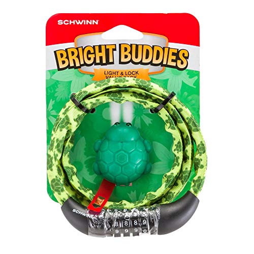 Schwinn Bright Buddies Light & Lock Value Pack, Alloy Steel, Model SW70309, Turtle Design