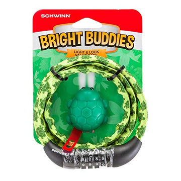 Schwinn Bright Buddies Light & Lock Value Pack, Alloy Steel, Model SW70309, Turtle Design