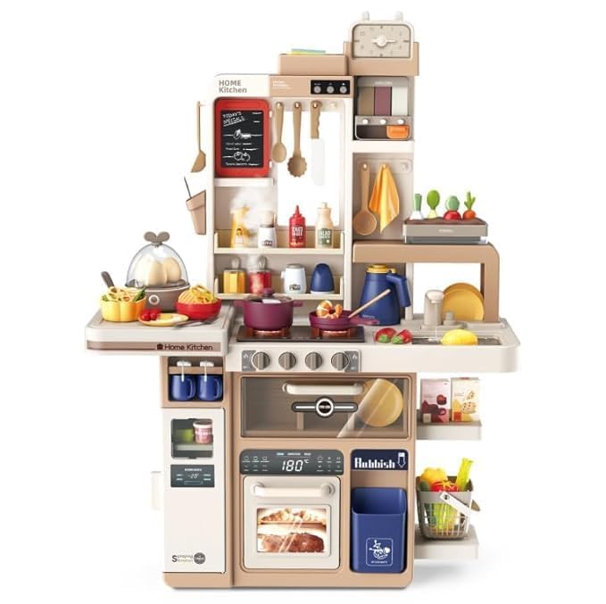 Wonder Digital 88 PCS Big Kitchen Playset with Cereal Container & Mini Planter Kitchen Toy for Boys Girls Pretend Food for Todd