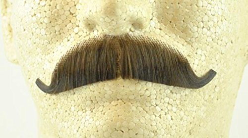 European Moustache Medium Brown - Spirit Gum Included! - 100% Human Hair - No. 2012 - Realistic! Perfect For Theater - Reusable!