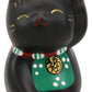 Ebros Japanese Good Luck And Fortune Charm Beckoning Cat Maneki Neko With Baby Bib Miniature Ceramic Figurine 2.5' Tall Welcoming Lucky Cats Symbol (Black Maneki Neko)