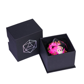Cusdie Large 55mm D20 Dice with Sharp Edges, Giant D&D 20 Sided Dice for Dungeons and Dragons RPG, Table Games (Pink Skull)