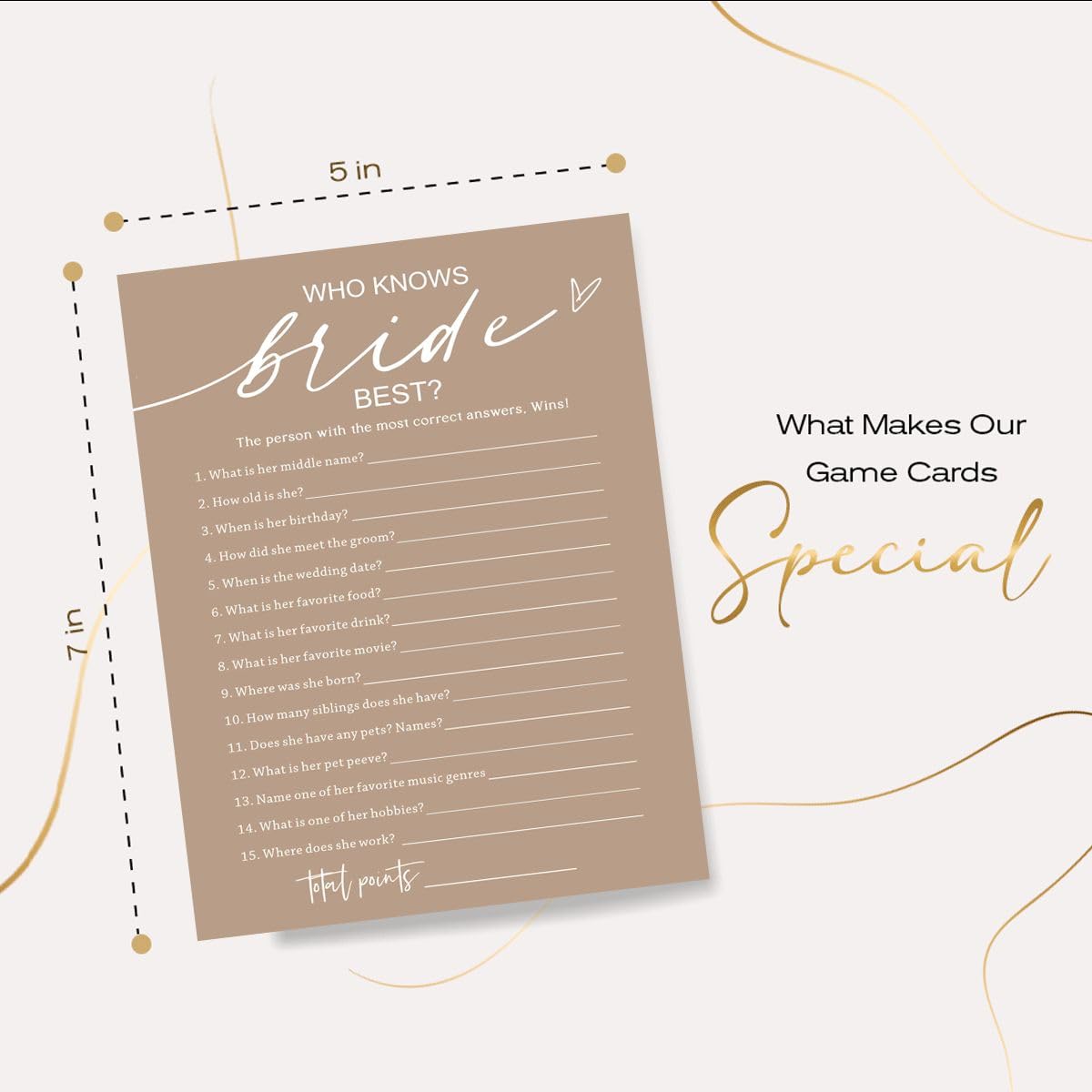 Bridal Shower Games Cards, Who Knows The Bride Best, Bridal Shower Games 25 Guests, Engagement Party Wedding Games For Guests, M