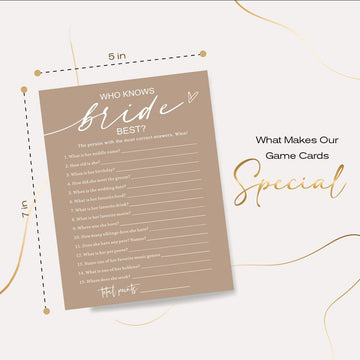 Bridal Shower Games Cards, Who Knows The Bride Best, Bridal Shower Games 25 Guests, Engagement Party Wedding Games For Guests, M