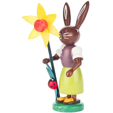 Alexander Taron 224-538 Dregeno Easter Figure-Rabbit Holding Flower-4 H x 2 W x 1.5 D, White