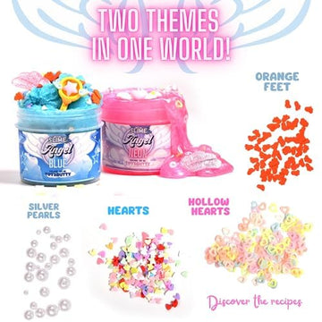 Finoclay 2 Slime Pack Clear Slime & Cloud Slime Kit For Girls Boys, Create With Kids Heaven Theme, Premade Slime Making Kit, 8 S