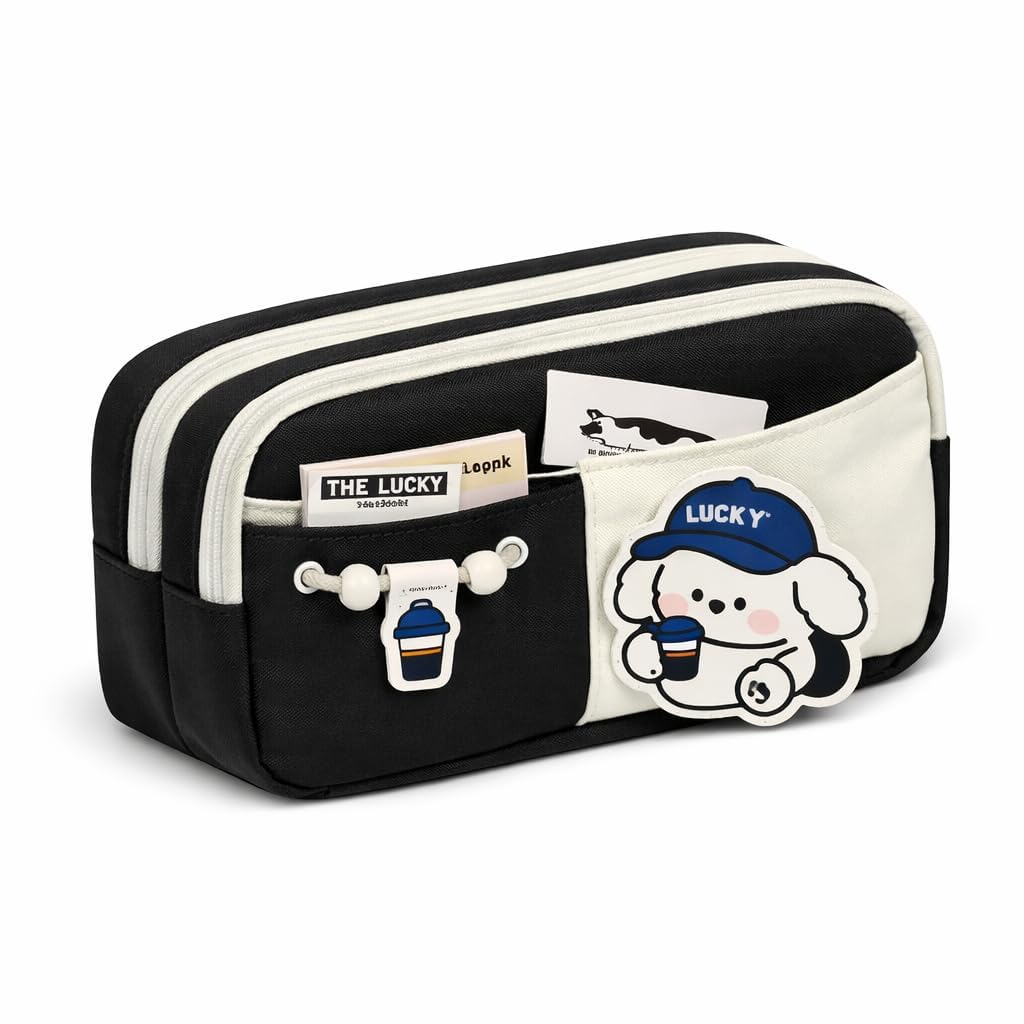 SKRIBO Kawaii Cute Aesthetic Pencil Case for Students | Large Capacity MultiPocket Pencil Pouch with Zipper | Cartoon Stationer