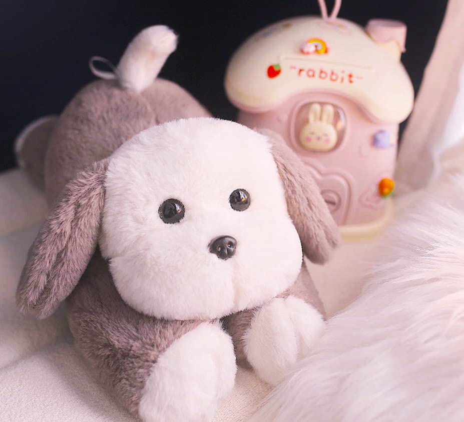 Uoozii 16'' | 3 Pounds Grey & White Dog Weighted Stuffed Animals - Cute Weighted Plush Toy Comfort Big Weighted Throw Pillow Gif