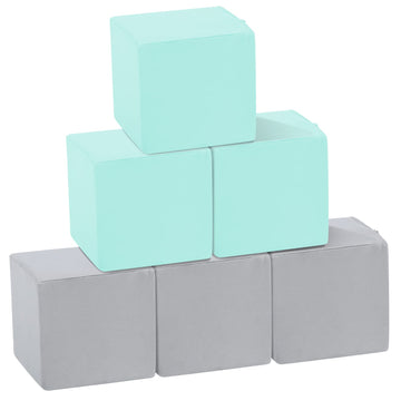 TRENDBOX 6 Pcs Toddler Foam Blocks, 5.5inch Soft Foam Cubes with Detachable Washable Cover, Soft Play Blocks for Toddlers and Ki