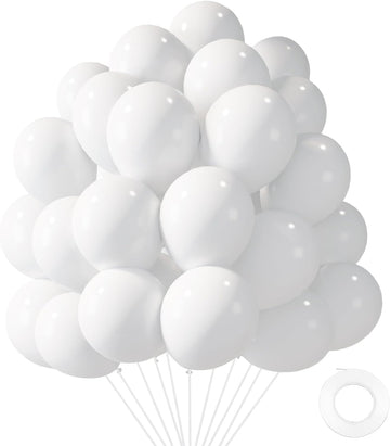 Lovestown 110Pcs White Balloons, 12 Inches White Party Balloons Bulk With Ribbon Latex Helium Balloons Garland Arch For Diy Crafts Birthday Baby Shower Wedding Party Decorations