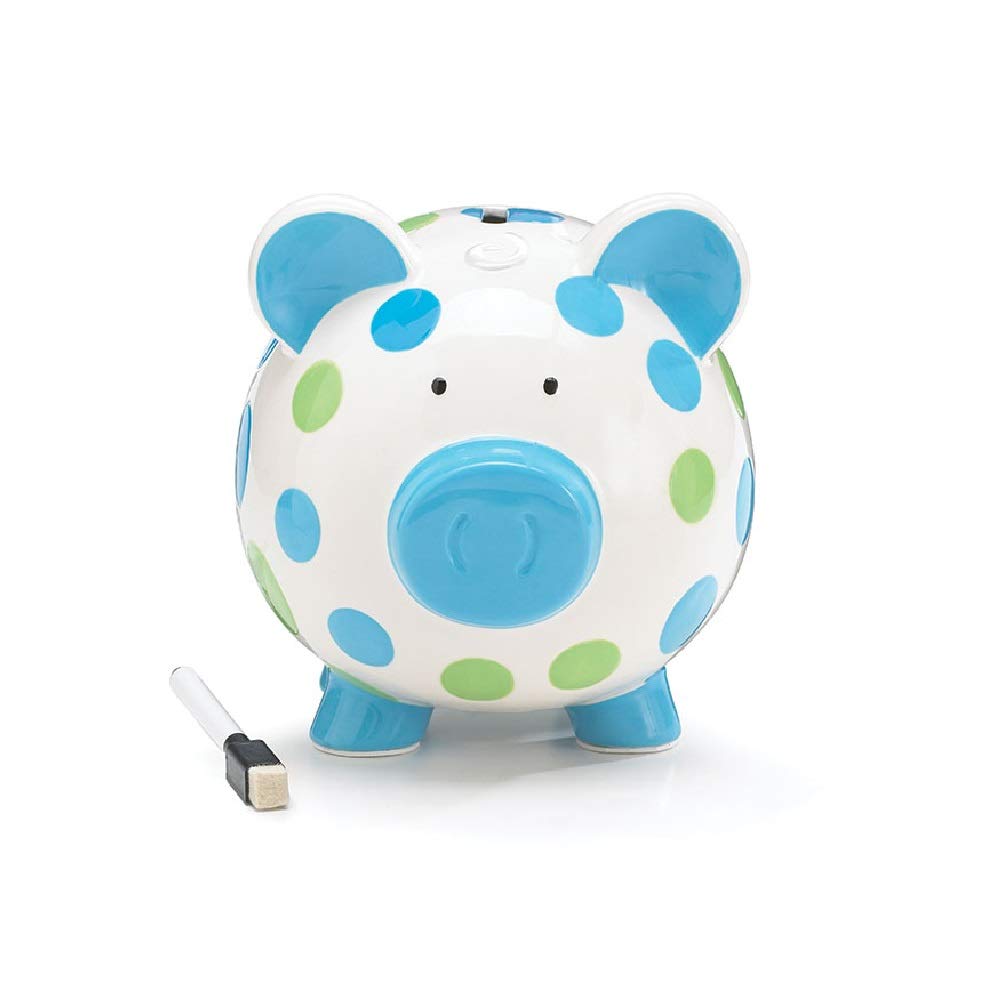 Dashing Dots Collection Blue and Green Polka Dot Piggy Bank Adorable Baby/Toddler Gift