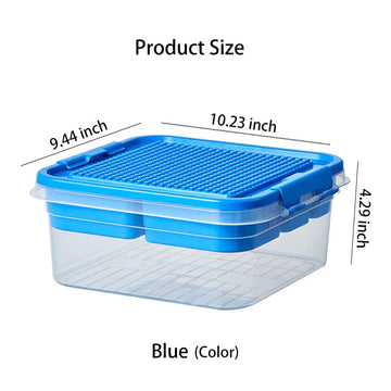Storage Organizer Bins For Lego, Building Blocks Storage With Building Baseplate Lid, Storage Containers For Building Brick Storage Plastic Stackable Organizer Bin