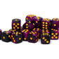 25 Count Pack of 12mm D6 Dice - Matching Collection of 6 Sided Dice with Pips (Purple and Black Swirl)