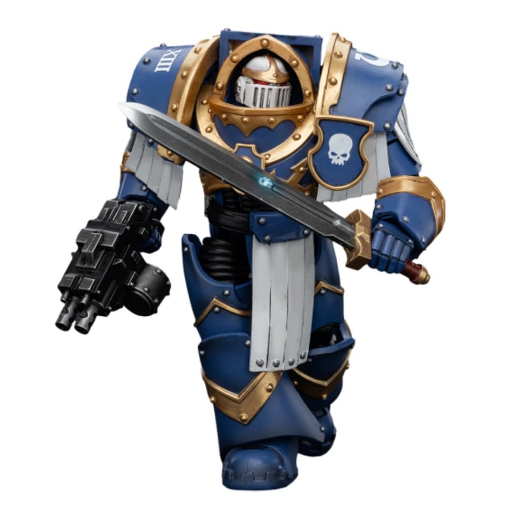 JOYTOY Warhammer Horus Heresy Ultramarines Cataphractii Terminator Squad 5.35in Sergeant with Power decorative replica blade 1:18 Scale Action Figure Mecha Joy Toy Collection Model