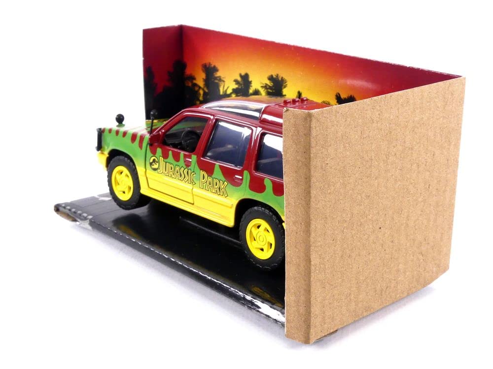 Jada Toys Jurassic Park 1:32 Ford Explorer Die-Cast Car, Green/Red, Metal, Model 31956, Collectible Toy for Kids & Adults