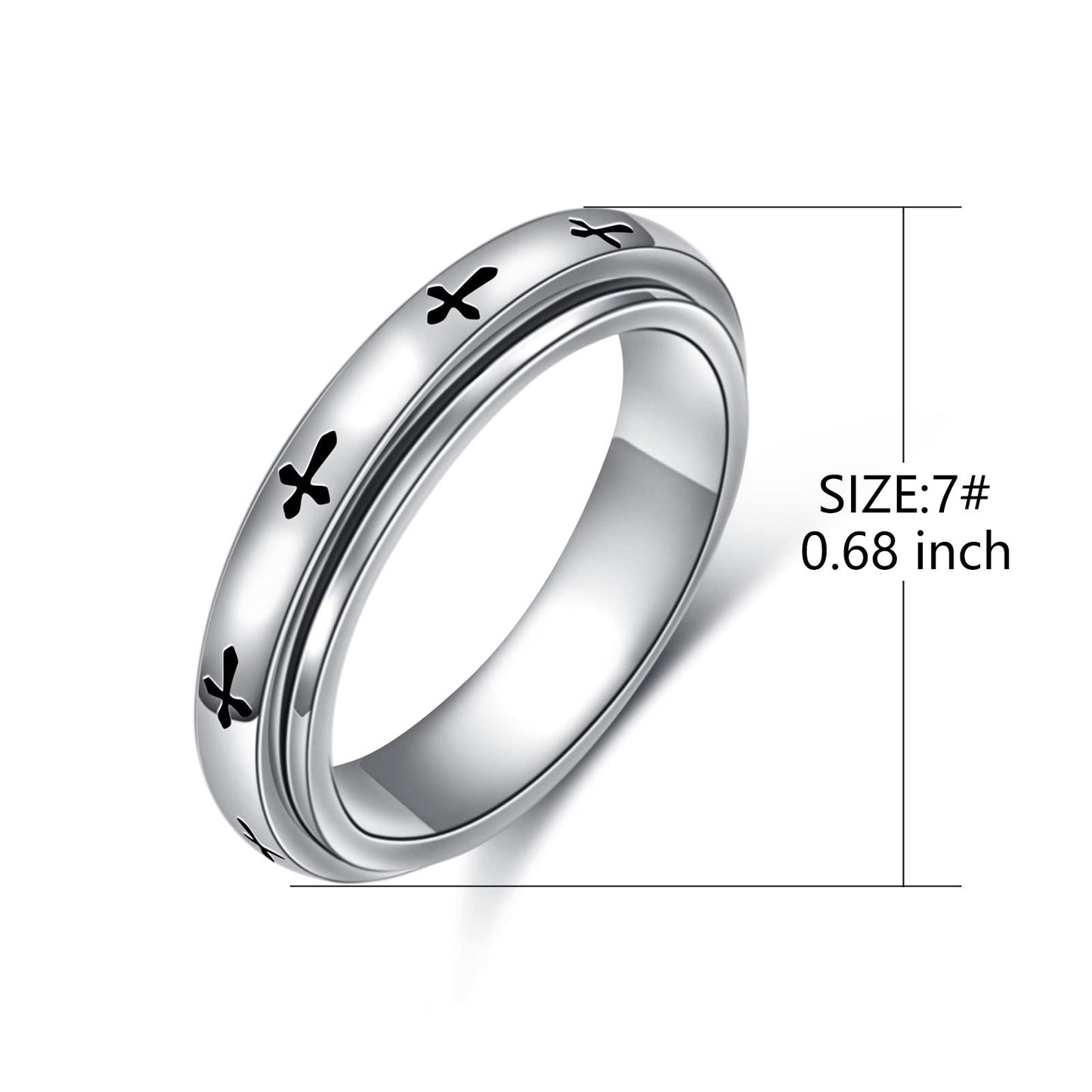 Hoohwe Spinner Rings For Anxiety,S925 Sterling Silver Fidget Anxiety Worry Relieving Boredom Adhd Autism Band Rings (4-Cross Rin