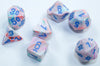 Chessex Dice Set – 10Mm Festive Pop Art/Blue Plastic Polyhedral Dice Set – Dungeons And Dragons D&D Dnd Ttrpg Dice – Includes 7 Dice - D4 D6 D8 D10 D12 D20 D%