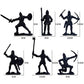 60 Pcs/Lot Sliver Black Warriors Medieval Soldiers Military Figures Toy Archaic Soldiers Middle Ages Knights