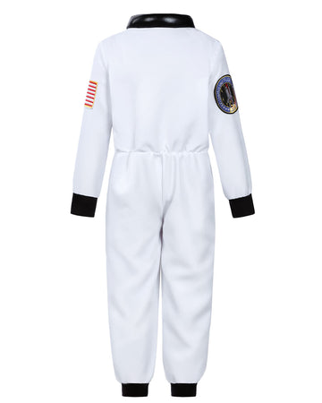Costumerry Astronaut Costume For Kids Nasa Space Pilot Toddler Boys Birthday Halloween Costumes (White, 5-7 Years)