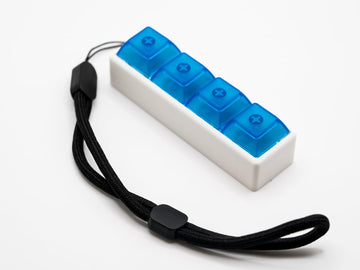 Four-Button Clicky Mechanical Switch Fidget Toy | Stim Toy, Stress Relief, Adhd (White Base, Transparent Blue Keycaps)